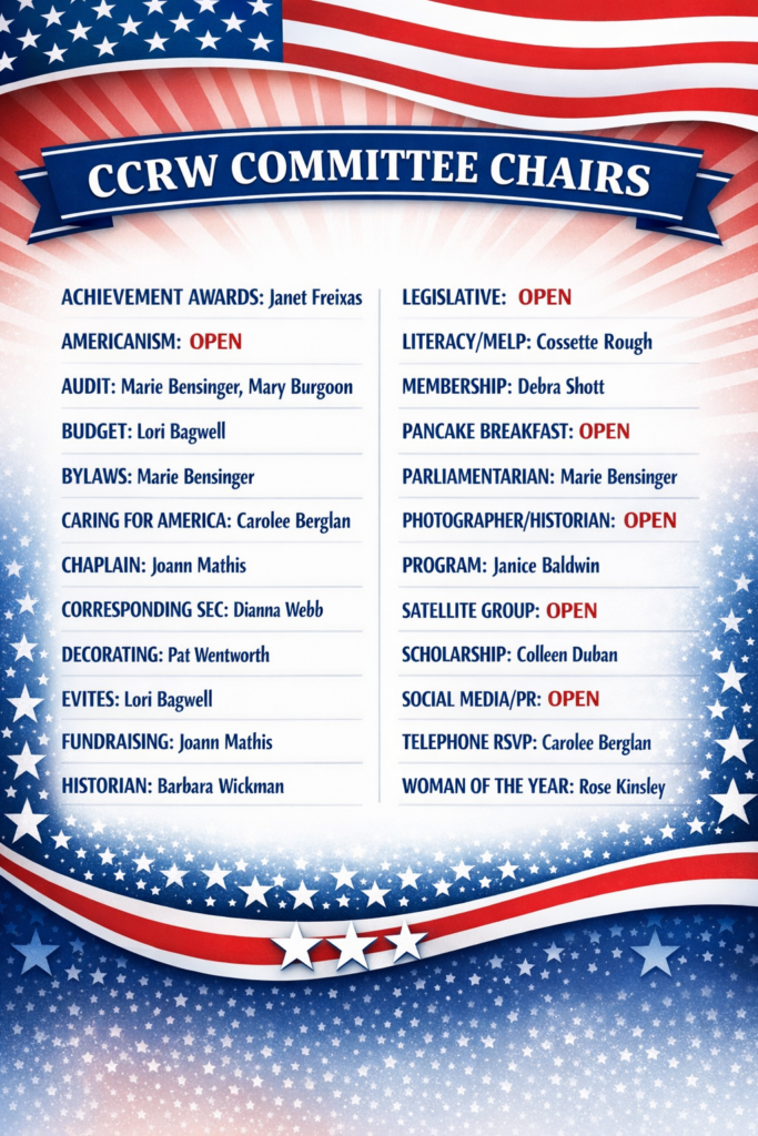 Carson City Republican Women 2026 Committee Chairs