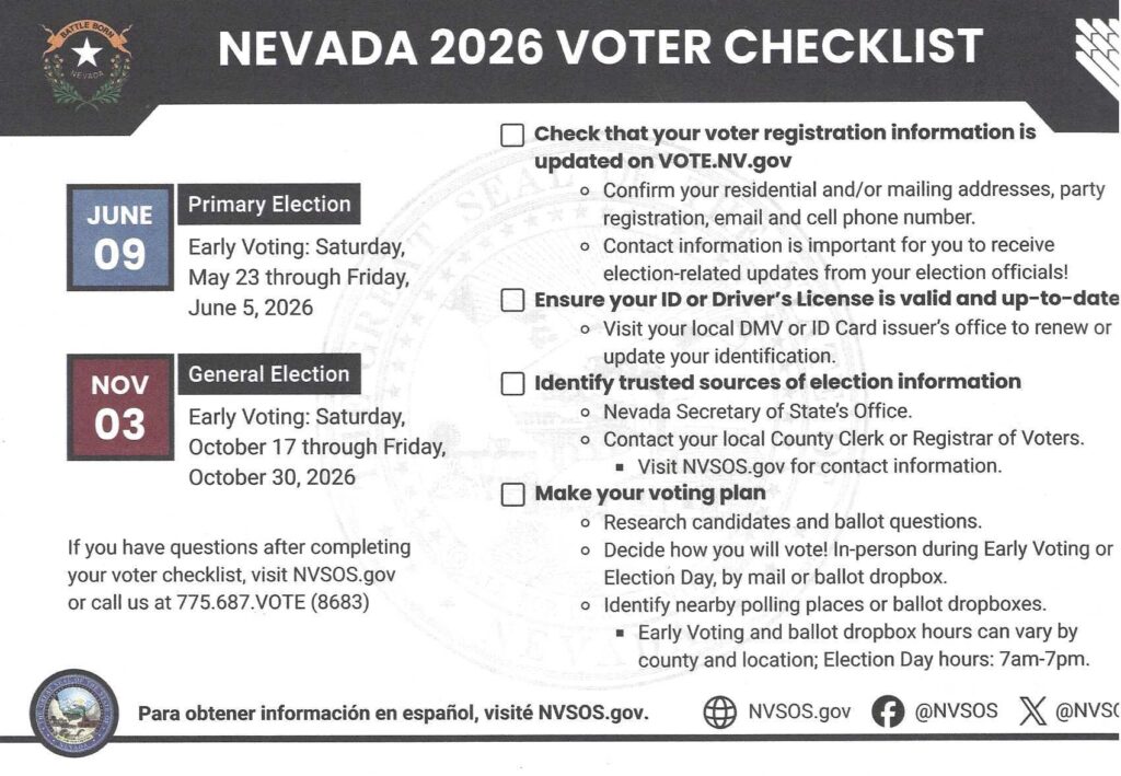 2026 Nevada Voter Checklist CCRW